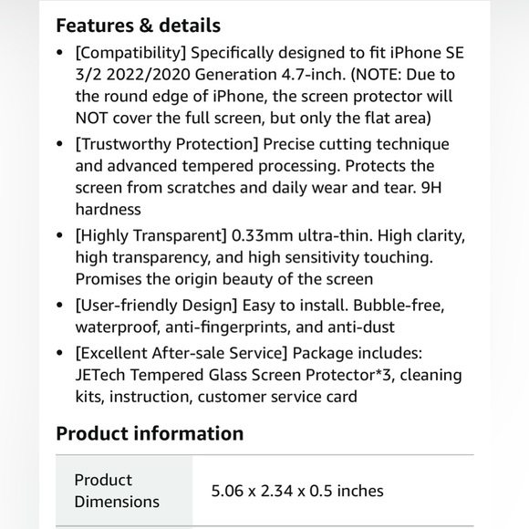 JETech Screen Protector Pack of 3 NIB - Picture 8 of 8